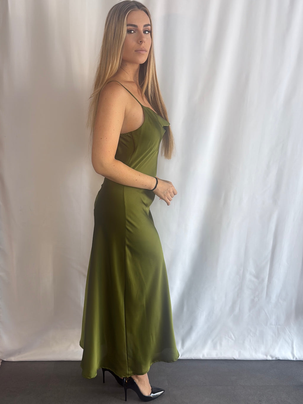 Deveny Dress Satin Green