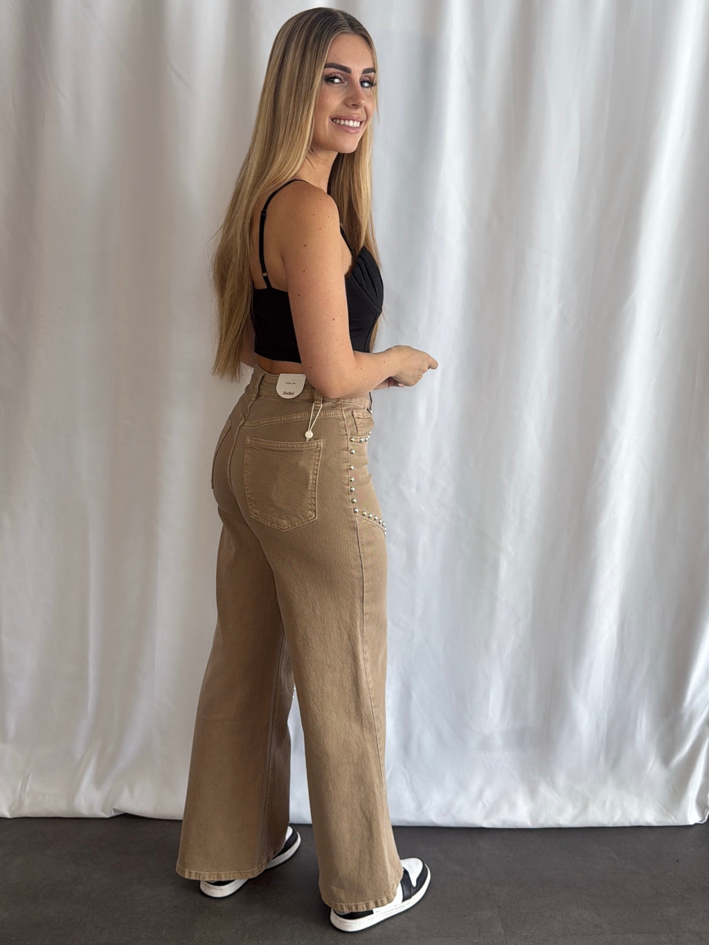 Stud Jeans Beige