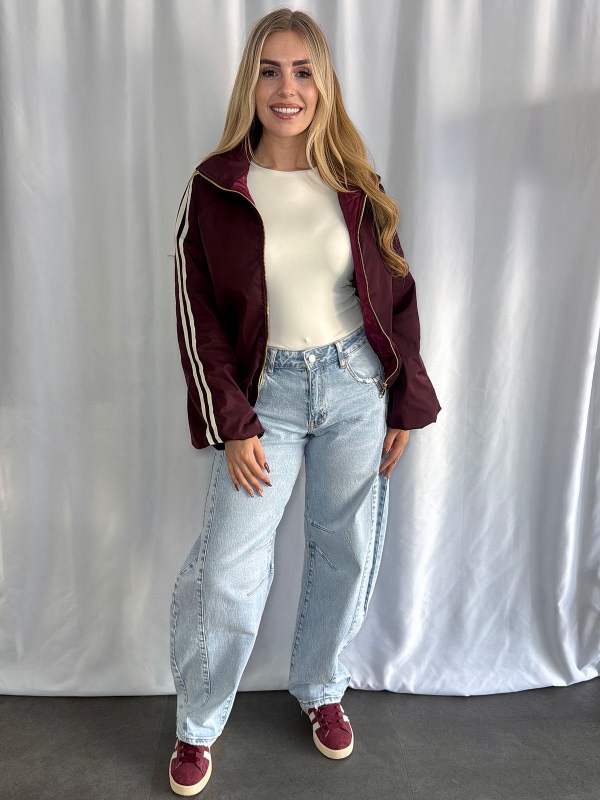 Julia Jacket Burgundy Stripe