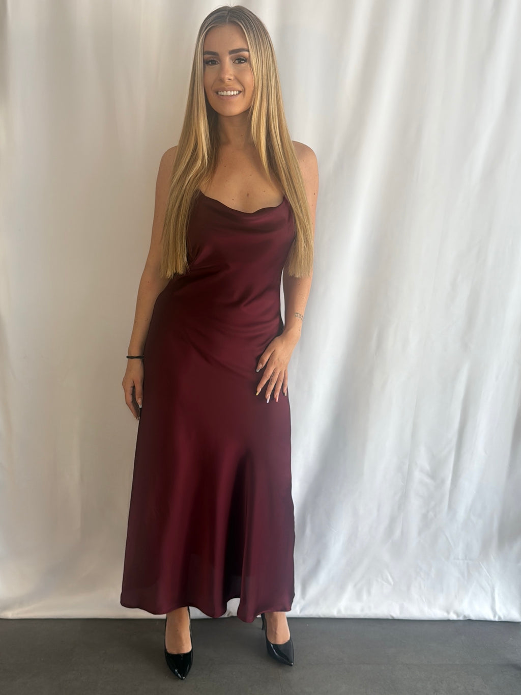 Deveny Dress Satin Bordeaux