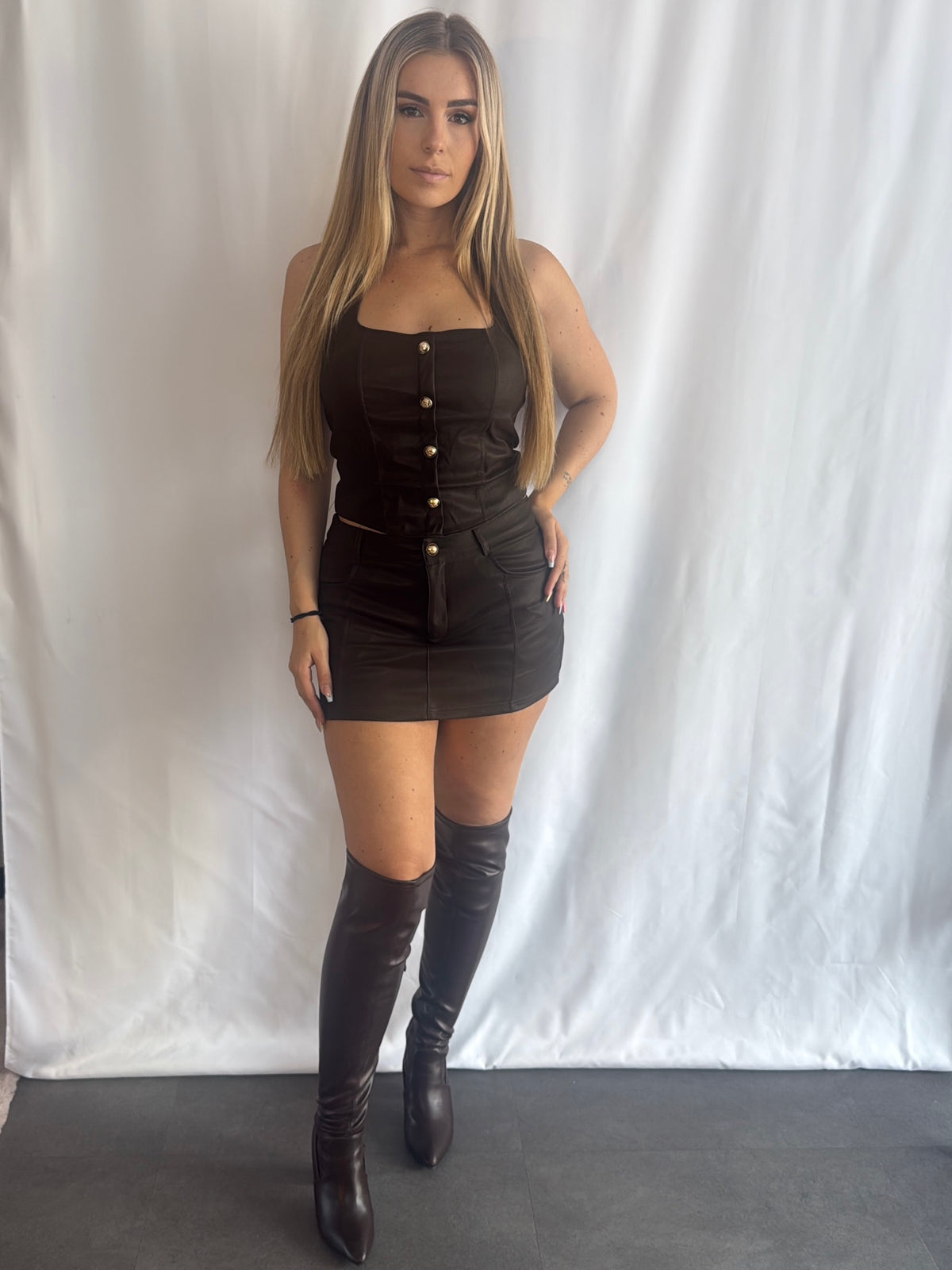 Caylee Leather Set Brown