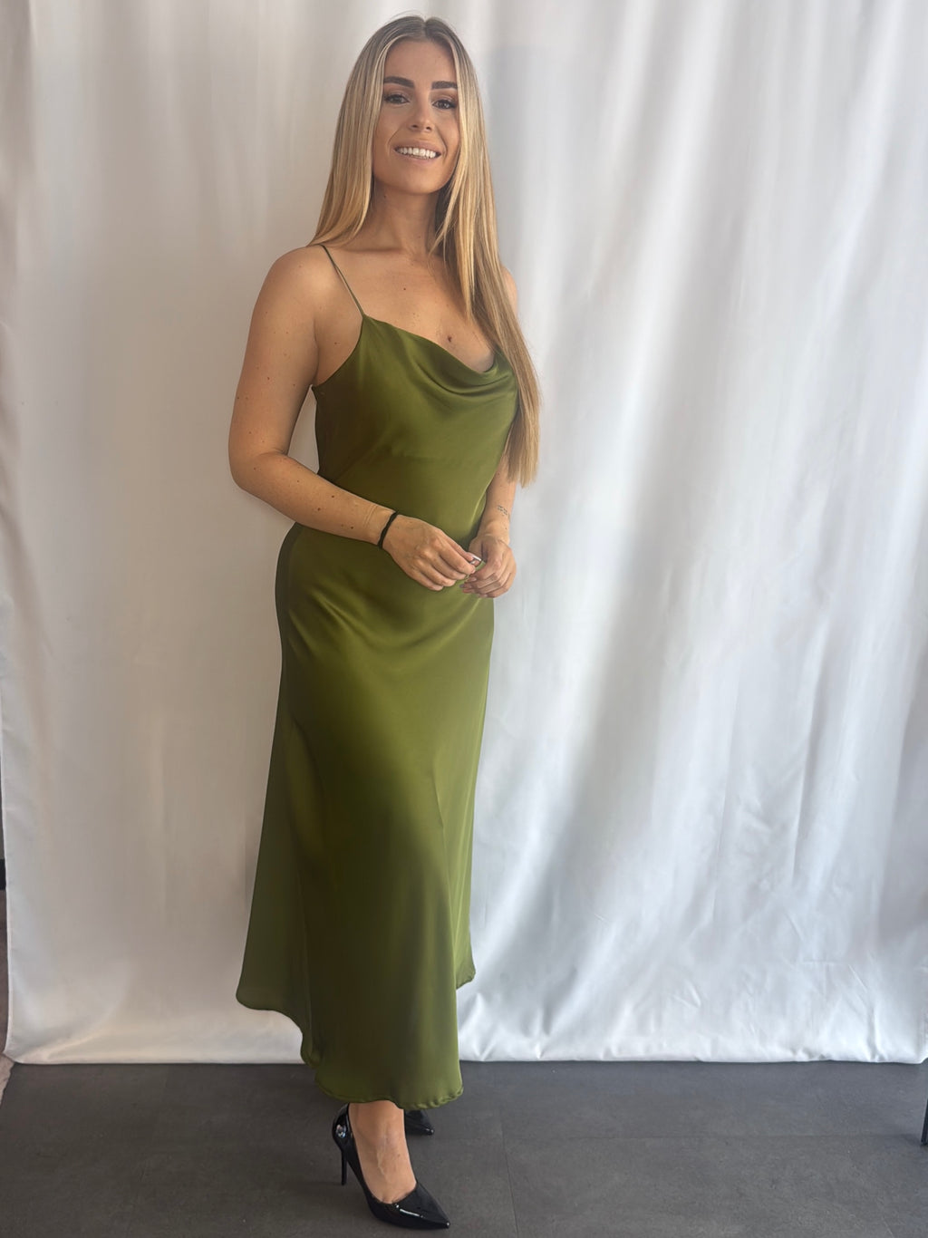 Deveny Dress Satin Green