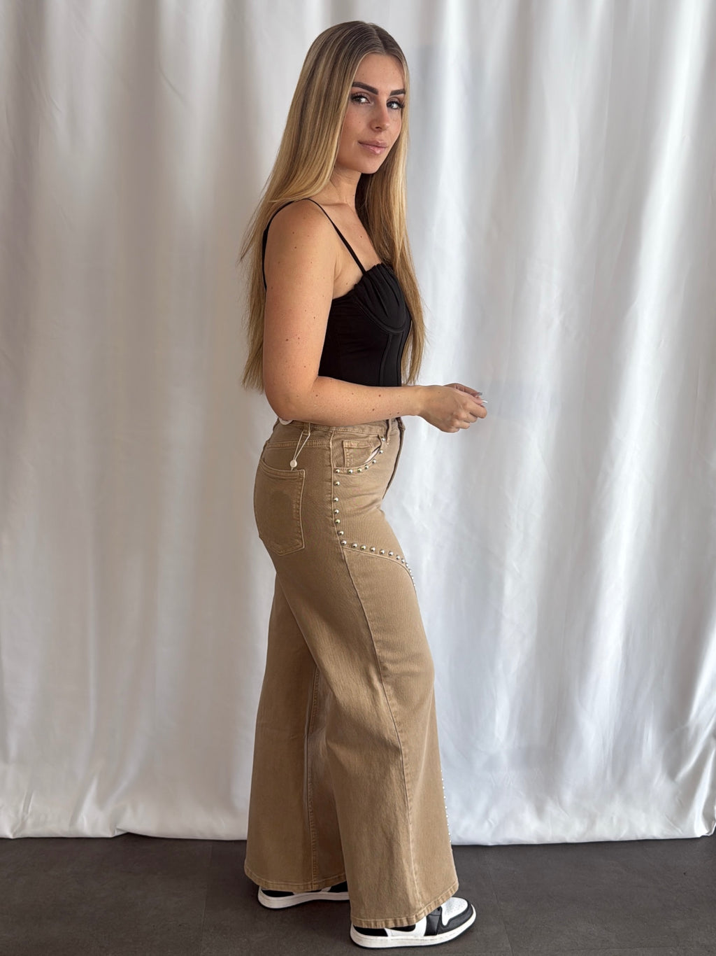 Stud Jeans Beige
